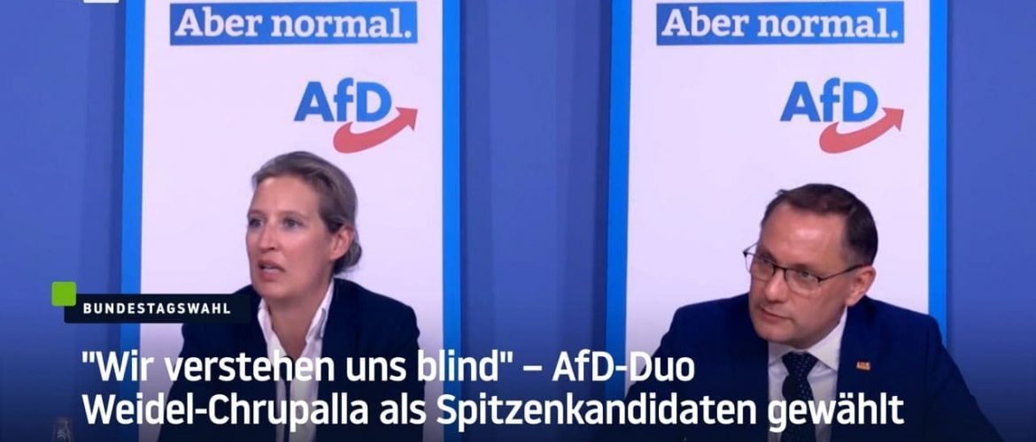 „Wir verstehen uns blind“ – AfD-Duo Weidel-Chrupalla als Spitzenkandidaten gewählt