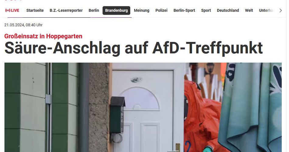 Spektakulärer Säure-Anschlag auf AfD-Tagungsstätte