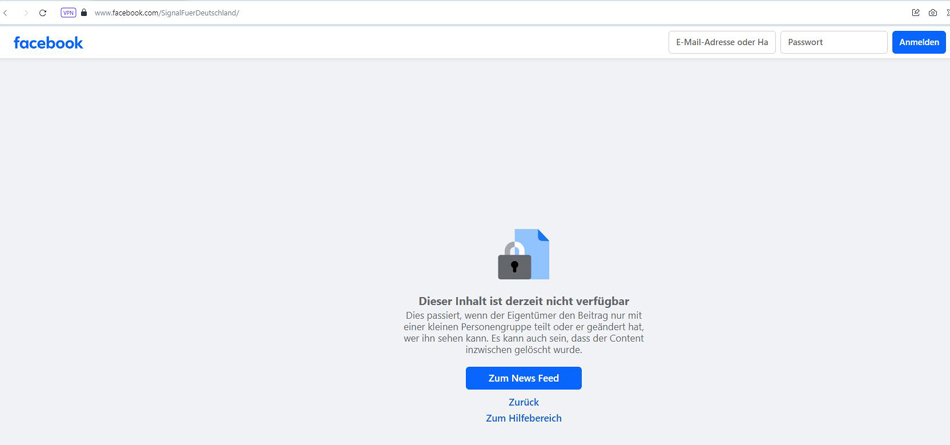 Facebook sperrt Signal für Deutschland